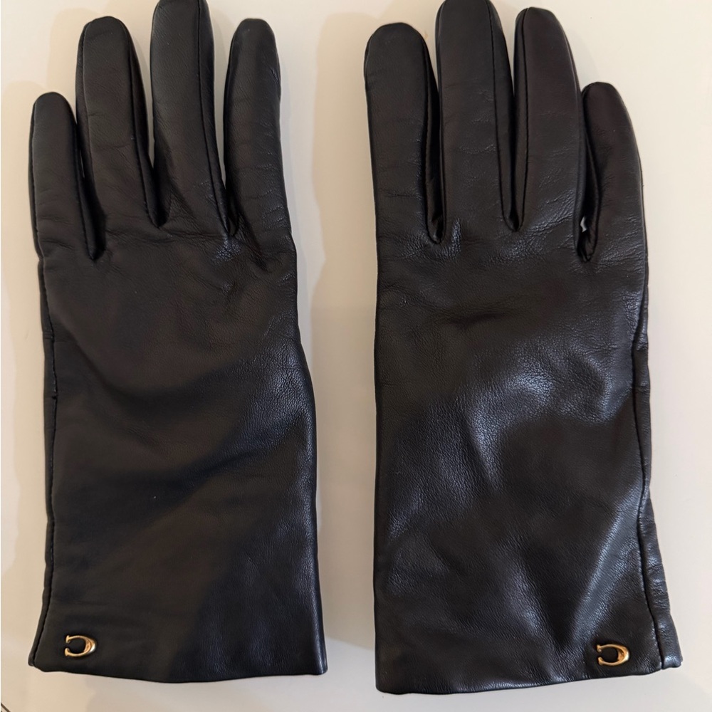 Coach Black Leather Gloves - cashmere lined